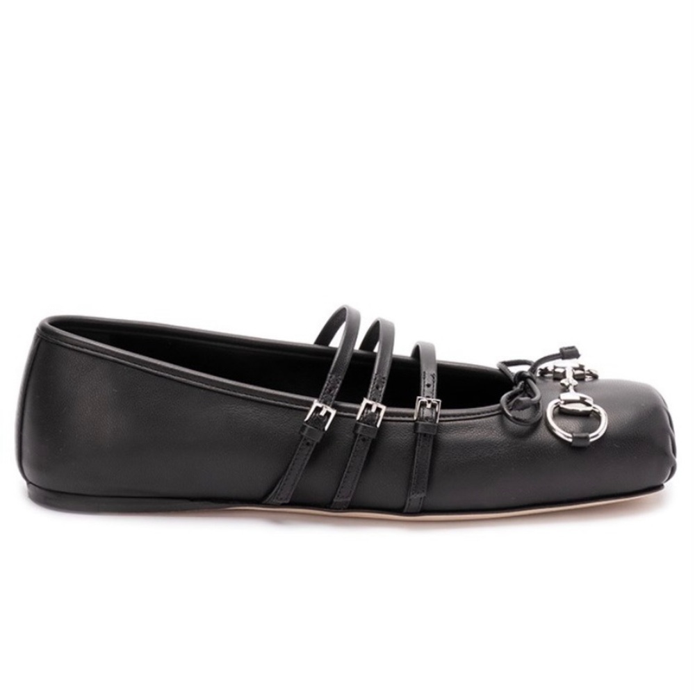 GUCCI horsebit triple straps ballet flats ballerina